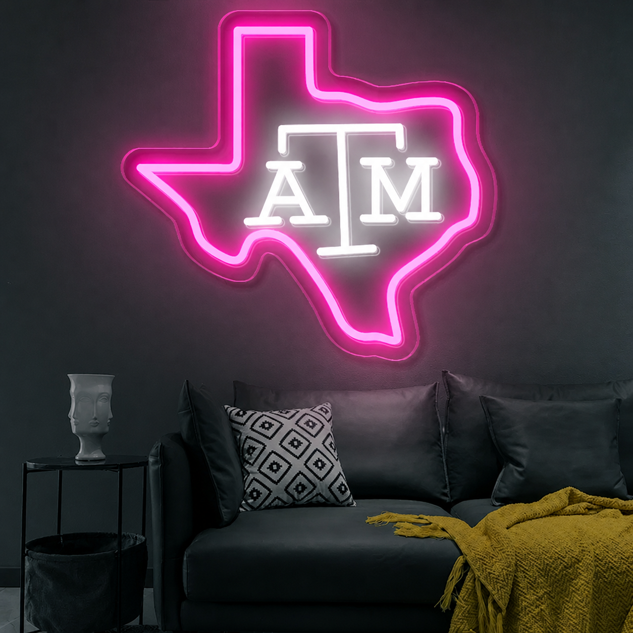 Texas A&M LED Neon Sign Texas State Outline Neon Light Wall Decor for Bedroom Game Room Sports Fans