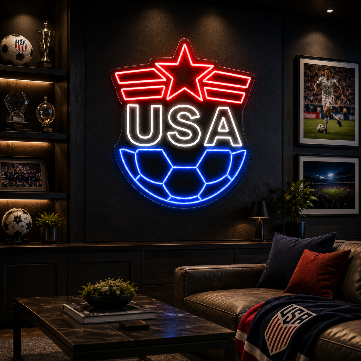 USA Soccer LED Neon Sign American Football Neon Light Wall Decor for Sports Bar Game Room