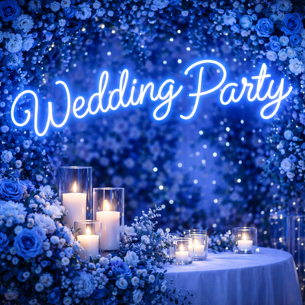 Wedding Party LED Neon Sign Elegant Script Lettering with Warm White Glow for Celebration Decor