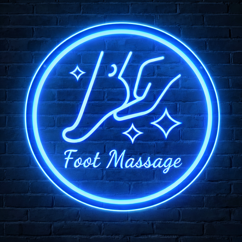 Foot Massage LED Neon Sign Round Warm White Neon Light for Spa Salon Wellness Wall Decor