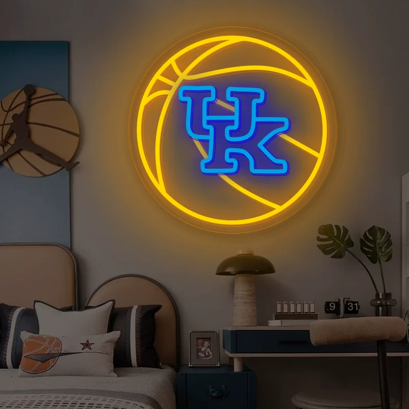 UK Basketball LED Neon Sign Kentucky Wildcats Neon Light Wall Decor for Bedroom Game Room Sports Fans