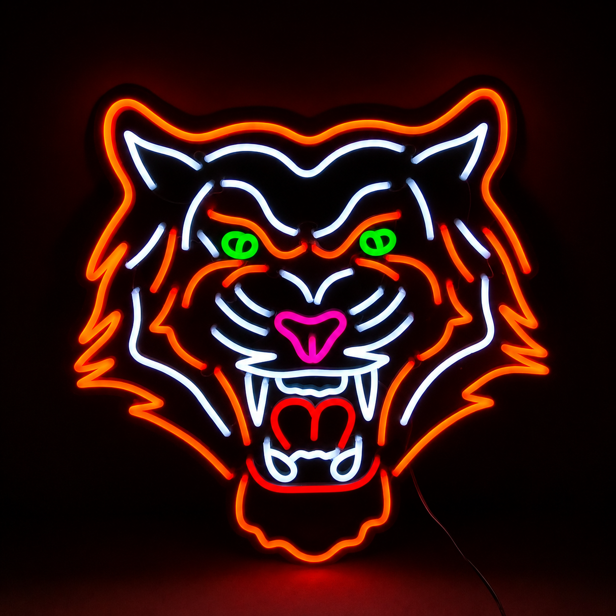 Tiger Head LED Neon Sign Orange White Animal Neon Light Wall Decor for Game Room Bar