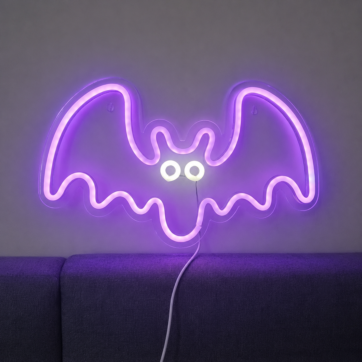 Purple Bat LED Neon Sign Halloween Bat Neon Light Wall Decor for Bedroom Party Gaming Room