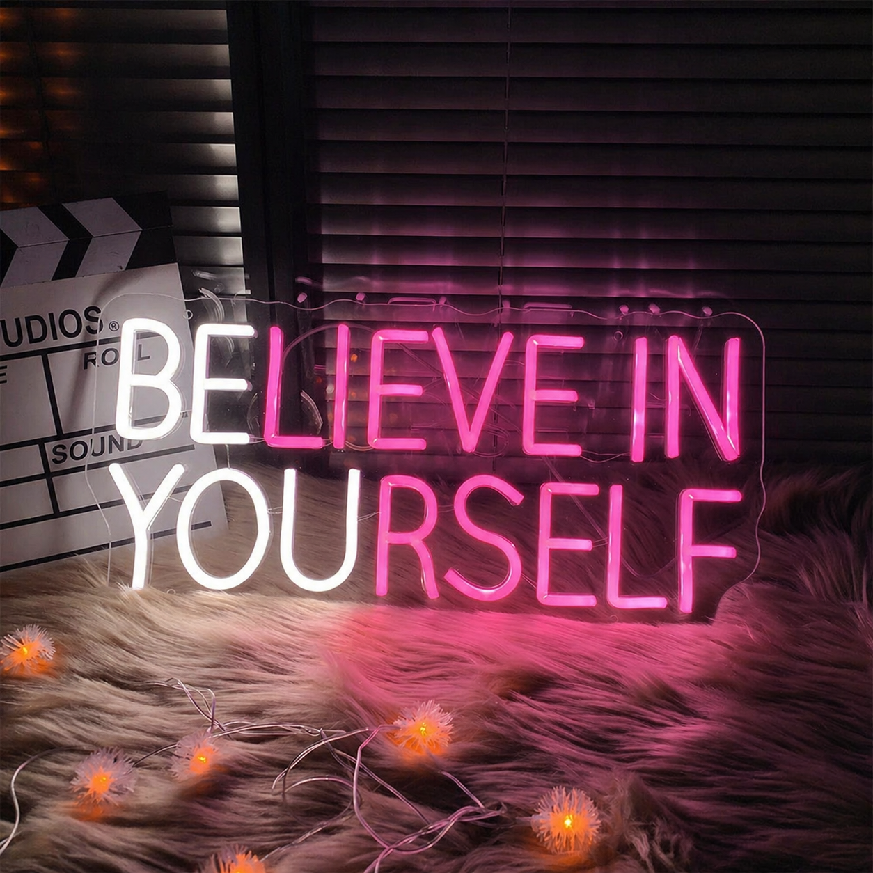 Believe In Yourself LED Neon Sign Motivational Neon Light Wall Decor for Bedroom Studio