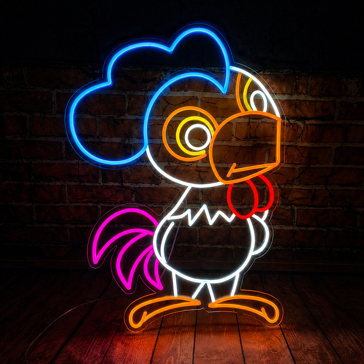 Cartoon Rooster LED Neon Sign Cute Animal Neon Light for Kids Room Wall Decor