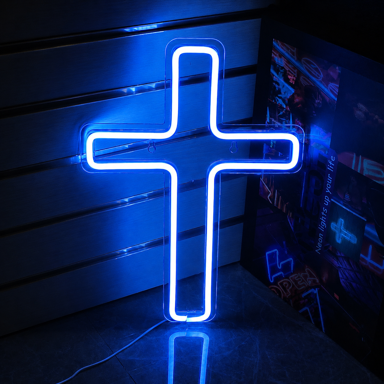Cross LED Neon Sign Warm White Religious Neon Light Wall Decor for Church Bedroom Prayer Room