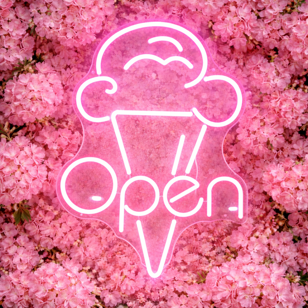 Ice Cream Open LED Neon Sign Ice Cream Shop Neon Light for Store Window Decor
