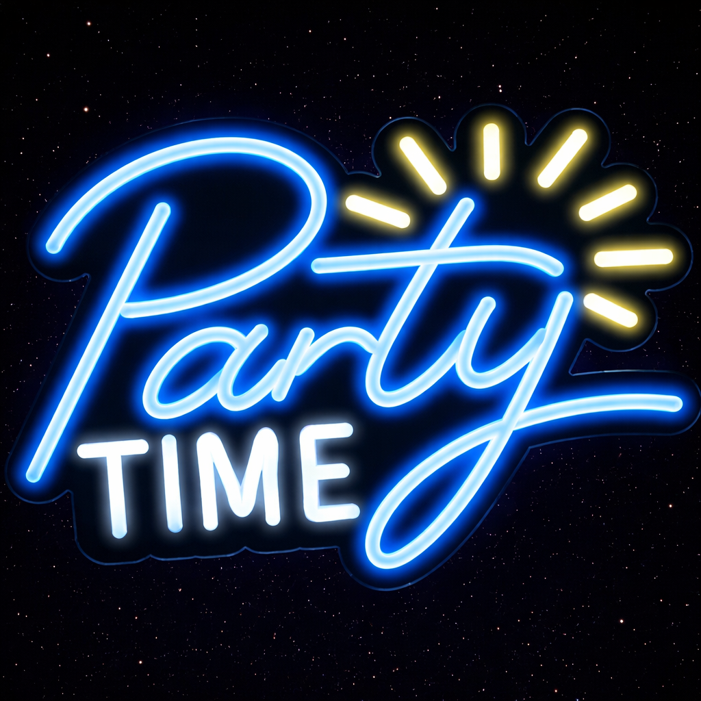 Party Time LED Neon Sign for Bar Birthday Party Decor
