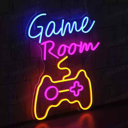 Game Room Controller LED Neon Sign for Gaming Setup, Bedroom Decor & Streaming Background