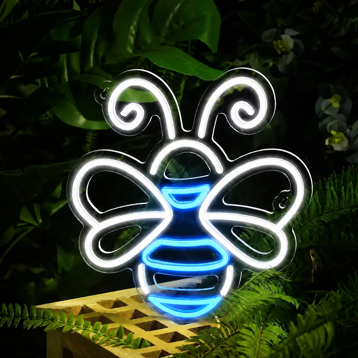 Cute Bee LED Neon Sign Honey Bee Neon Light Yellow White Insect Wall Decor for Kids Room Garden Theme Decor