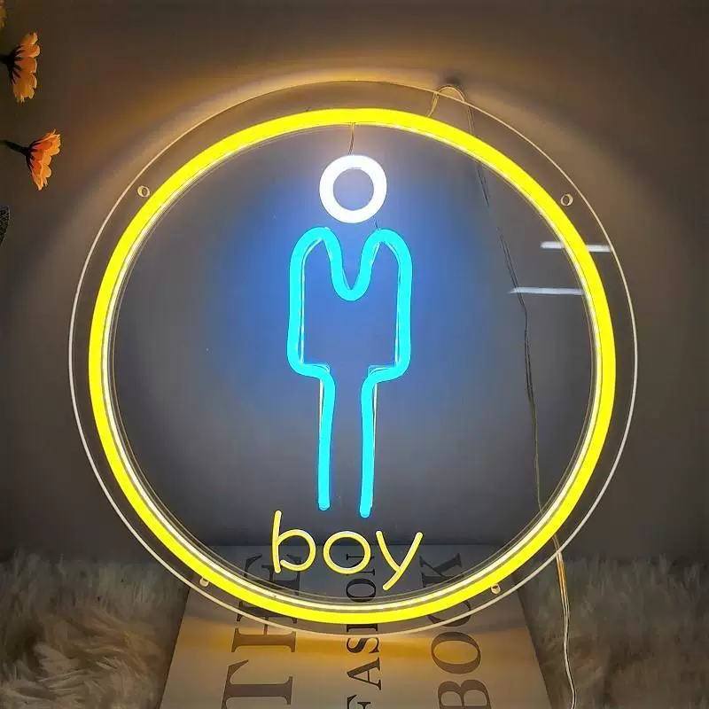 Boy Neon Sign LED Light for Bathroom Door Wall Decor