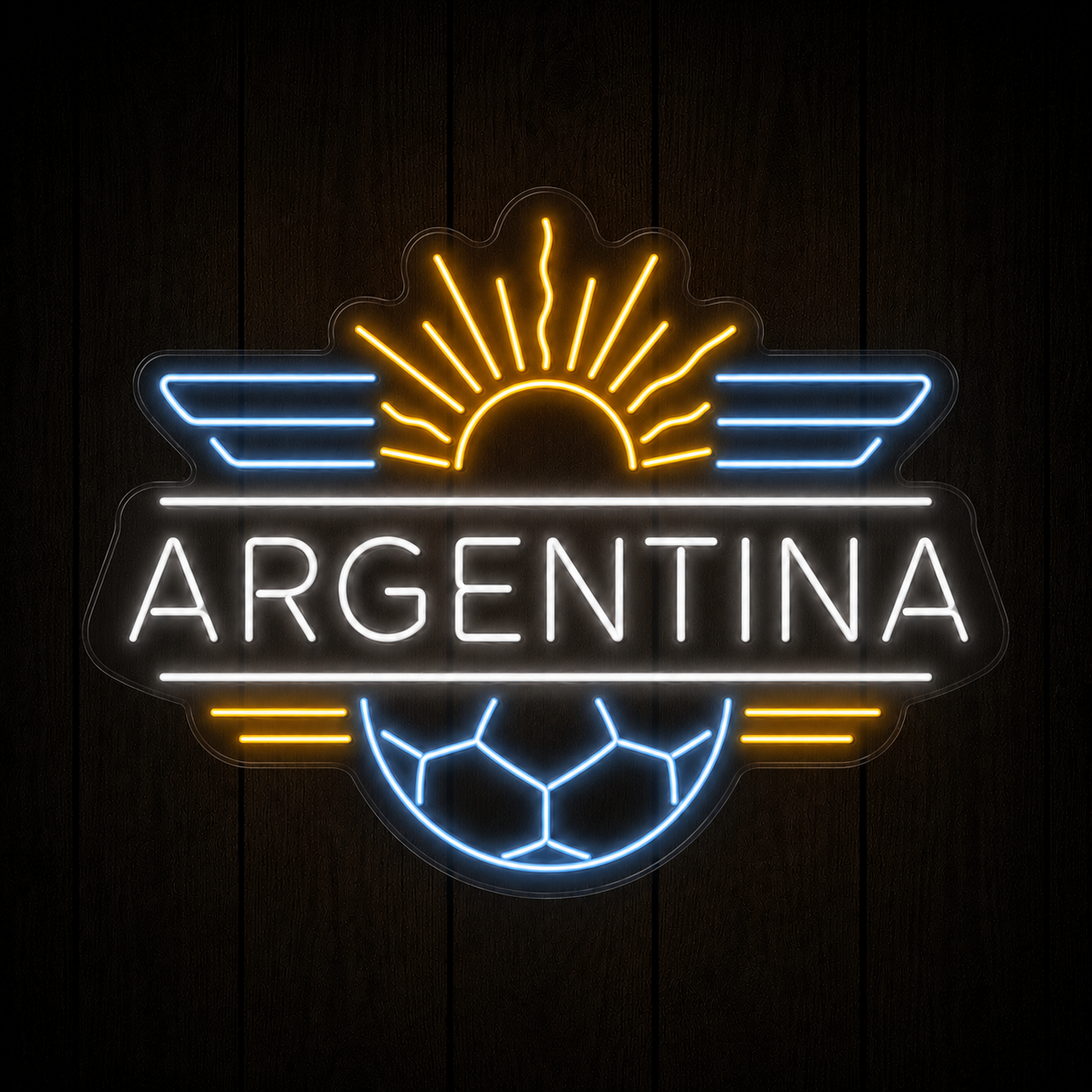 Argentina Soccer LED Neon Sign Argentine Sun Football Neon Light Wall Decor for Sports Bar Game Room