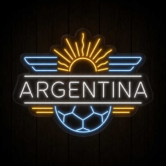 Argentina Soccer LED Neon Sign Argentine Sun Football Neon Light Wall Decor for Sports Bar Game Room