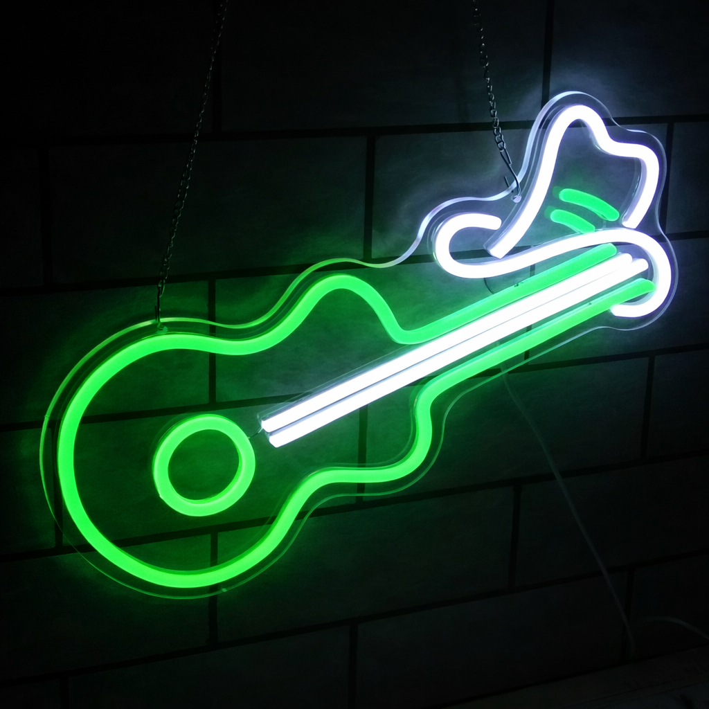 Guitar LED Neon Sign Electric Guitar Neon Light for Room Bar Studio Wall Decor