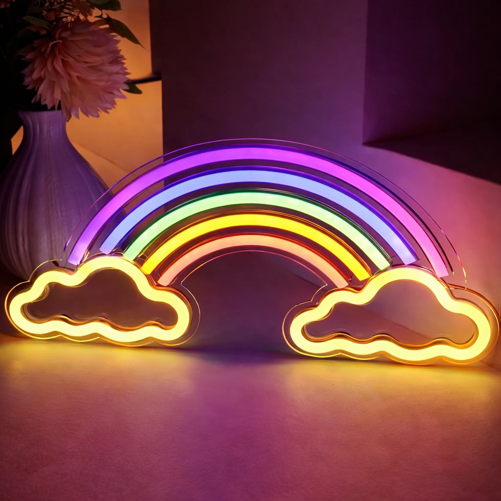Rainbow LED Neon Sign for Bedroom Wall Decor Aesthetic Light