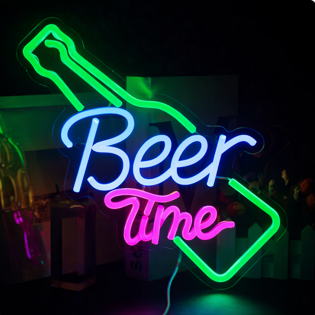 Beer Time LED Neon Sign Wall Decoration Bar Party Light