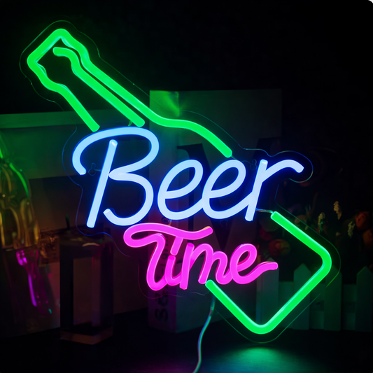 Beer Time LED Neon Sign Wall Decoration Bar Party Light