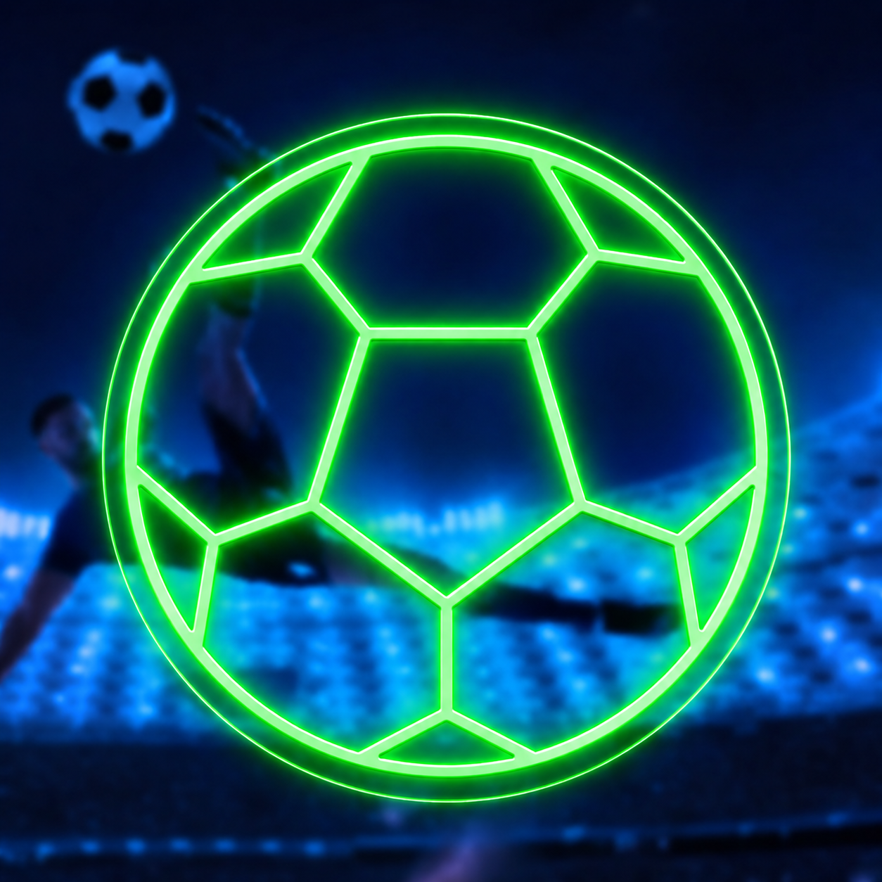 Soccer Ball LED Neon Sign Blue Football Neon Light Wall Decor for Sports Bar Game Room