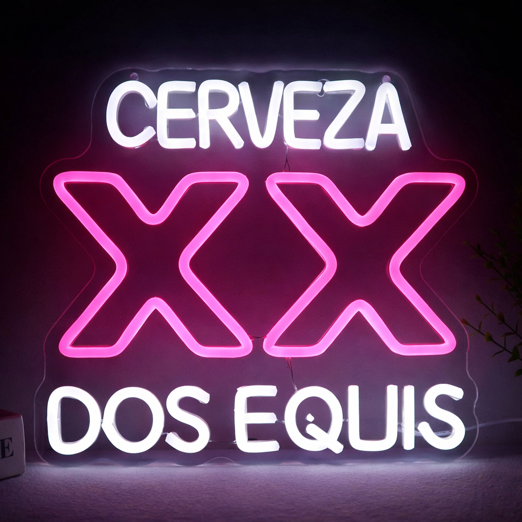 Cerveza XX Beer Bar LED Neon Sign for Pub and Home Bar Decor