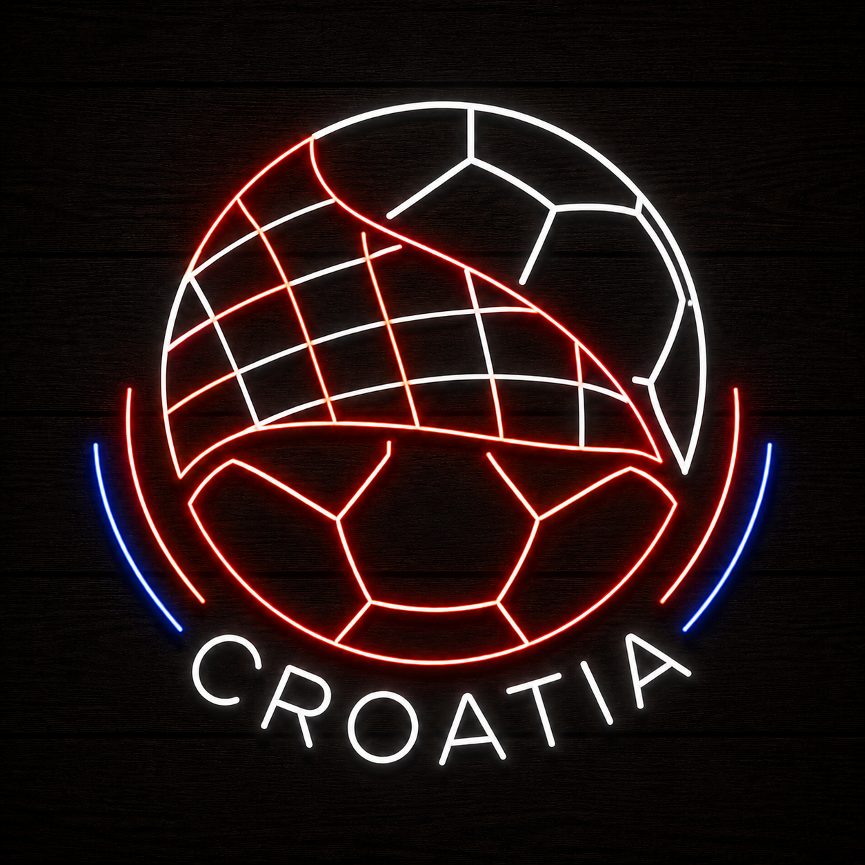 Croatia Checkered Soccer Ball LED Neon Sign Croatian Football Neon Light Wall Decor for Sports Bar Game Room