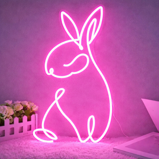 Rabbit LED Neon Sign Bunny Neon Light for Room Wall Decor Kids Room Easter Decor