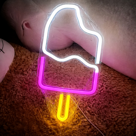 Ice Cream Popsicle LED Neon Sign Cute Dessert Neon Light for Bedroom Cafe Decor