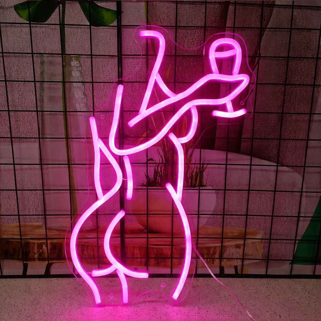 Abstract Female Body LED Neon Sign Pink Artistic Silhouette Neon Light for Bedroom Decor