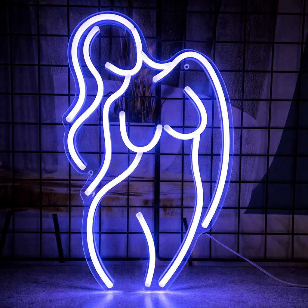 Minimalist Couple Outline LED Neon Sign Pink Romantic Silhouette Neon Light for Bedroom Decor