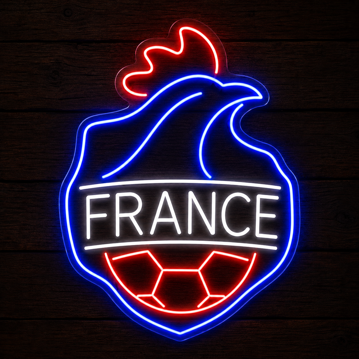 France Rooster Soccer LED Neon Sign French Football Neon Light Wall Decor for Sports Bar Game Room