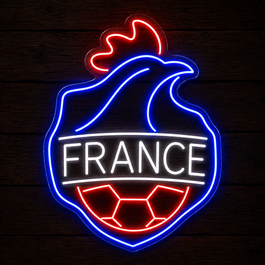 France Rooster Soccer LED Neon Sign French Football Neon Light Wall Decor for Sports Bar Game Room
