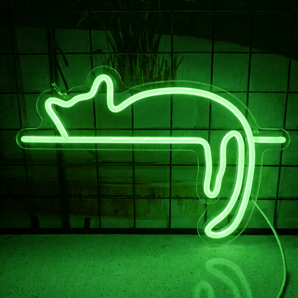 Minimalist Cat LED Neon Sign for Bedroom, Desk & Cozy Room Decor