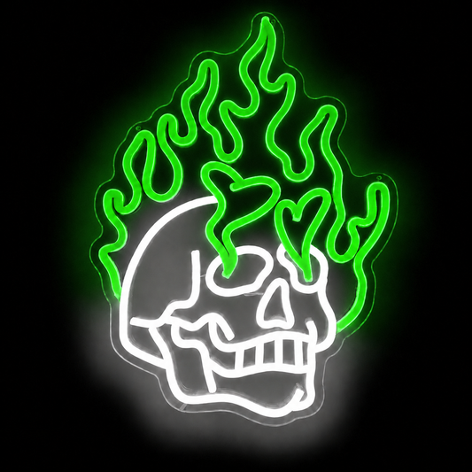 Flame Skull LED Neon Sign Wall Decor