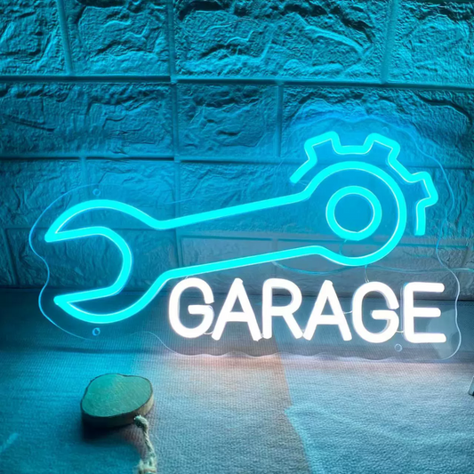 Garage Wrench LED Neon Sign for Auto Repair Workshop Wall Decor