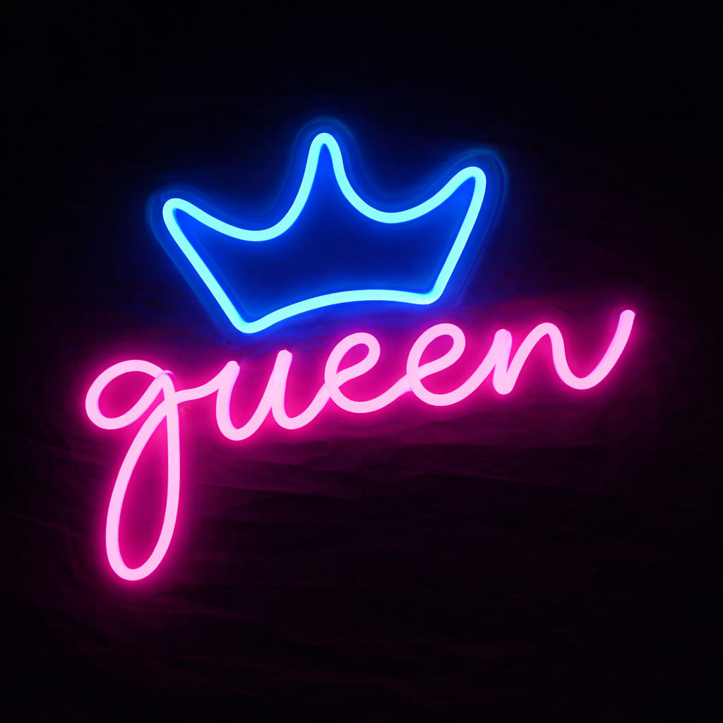 Queen Crown LED Neon Sign for Bedroom Aesthetic Wall Decor Girls Room Light