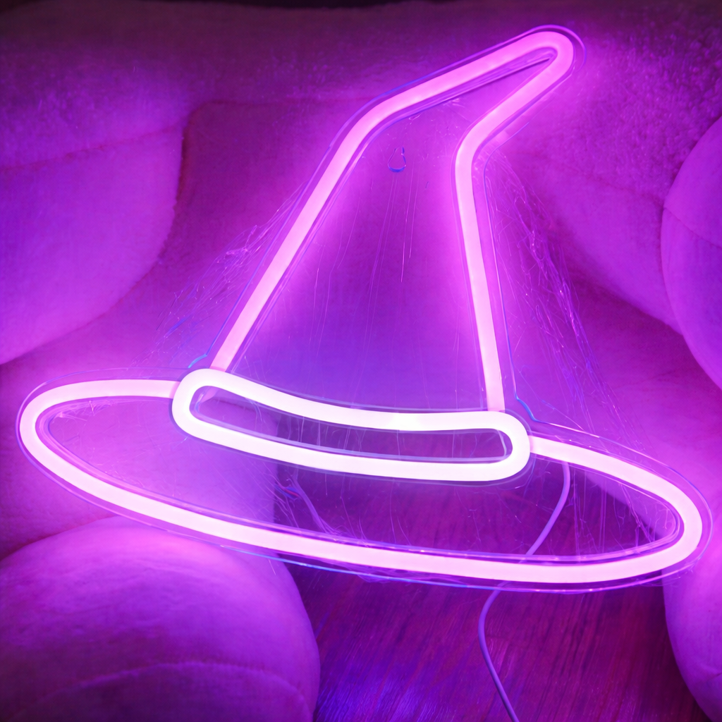 Witch Hat LED Neon Sign for Halloween Party Wall Decor
