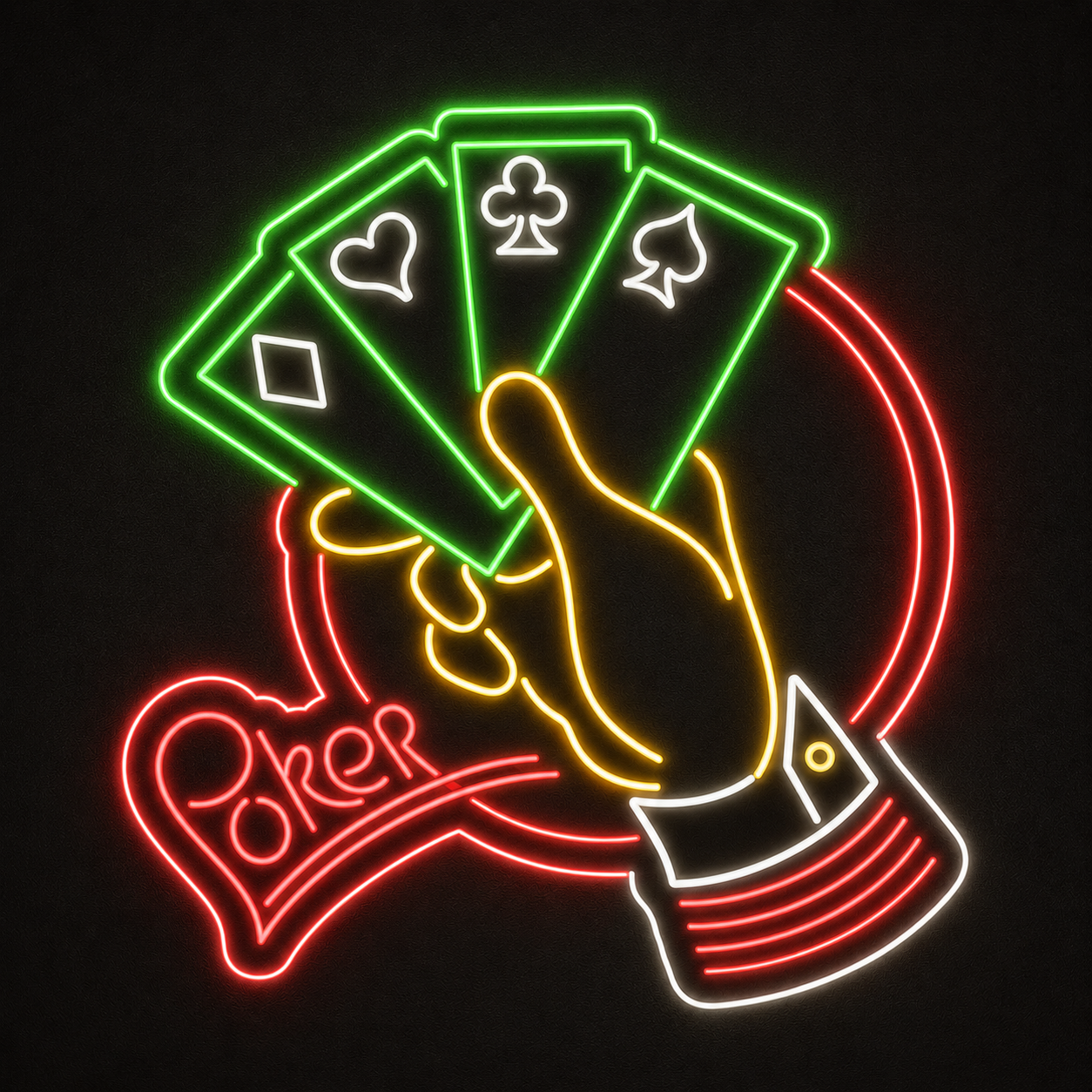 Poker LED Neon Sign Red Blue Playing Cards Neon Light Wall Decor for Game Room Bar