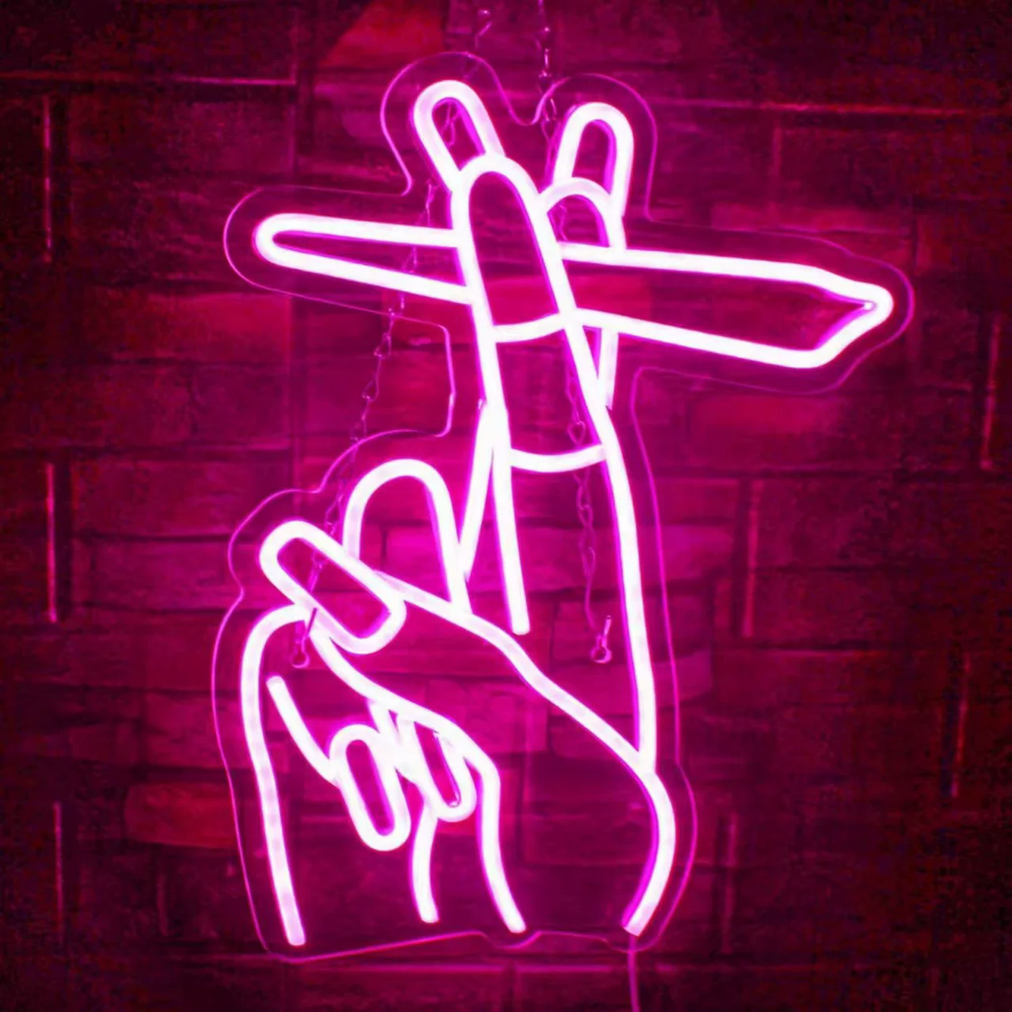 Abstract Puppet Hand LED Neon Sign Artistic Pink Wall Light for Room Decor