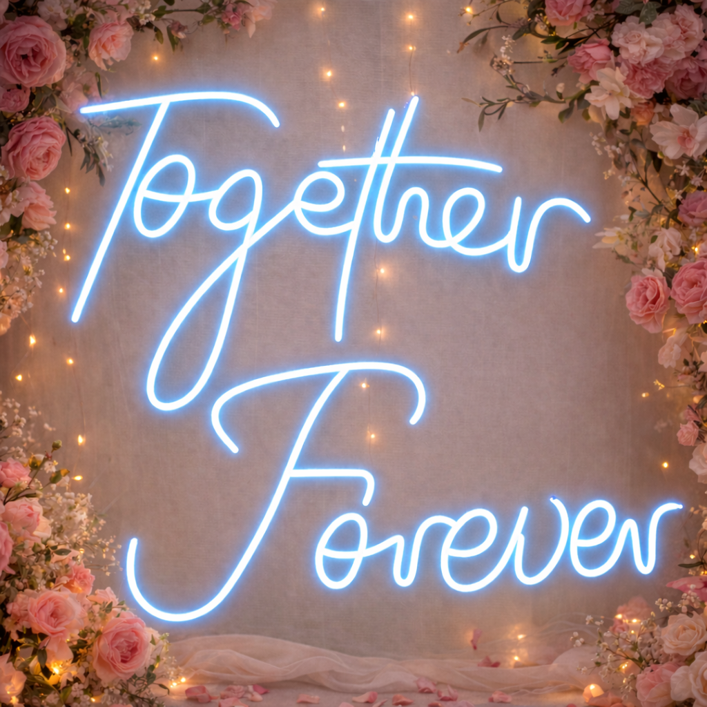 Together Forever Warm White LED Neon Sign Romantic Wedding Hanging Neon Light for Backdrop Decor