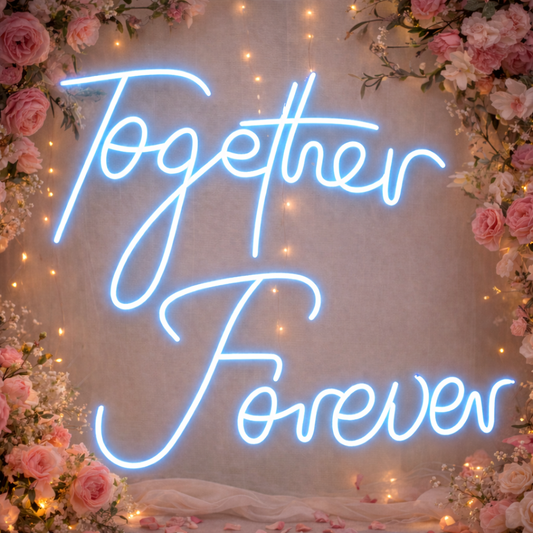 Together Forever Warm White LED Neon Sign Romantic Wedding Hanging Neon Light for Backdrop Decor