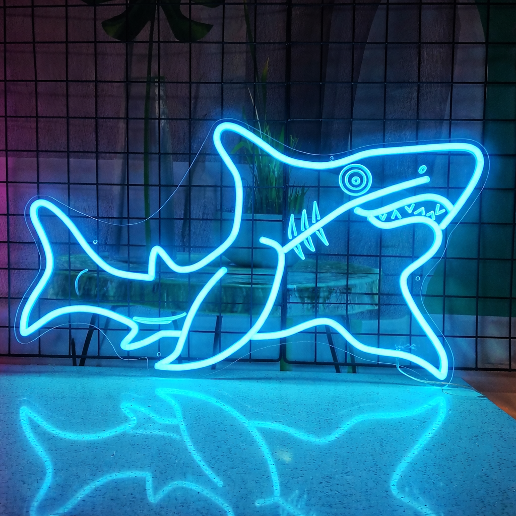 Modern Shark LED Neon Sign for Bar Ocean Theme Wall Decor