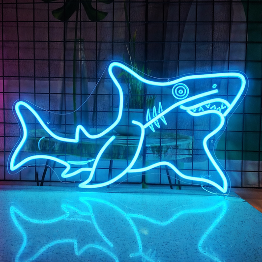 Modern Shark LED Neon Sign for Bar Ocean Theme Wall Decor