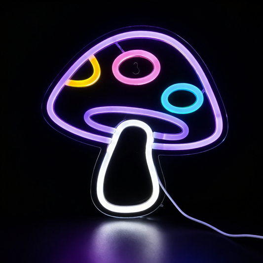 Cute Mushroom LED Neon Sign for Bedroom Aesthetic Room Wall Decor Light