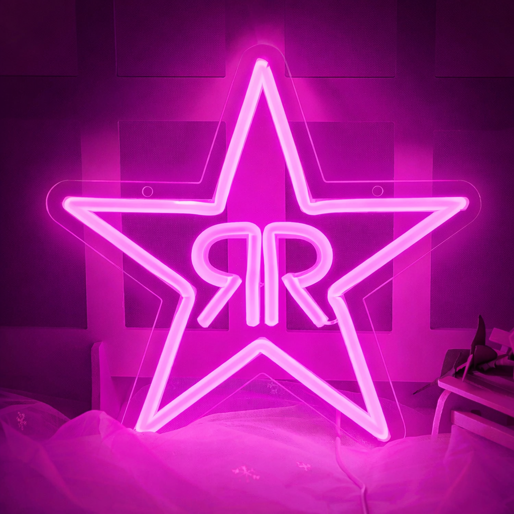 Rockstar Star Logo LED Neon Sign for Gaming Room and Bar Decor