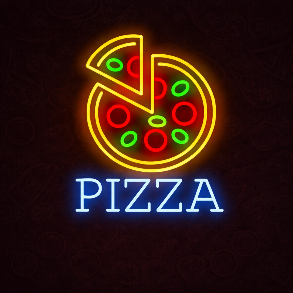 Pizza Slice & Whole Pie LED Neon Sign for Pizzeria, Restaurant & Kitchen Decor