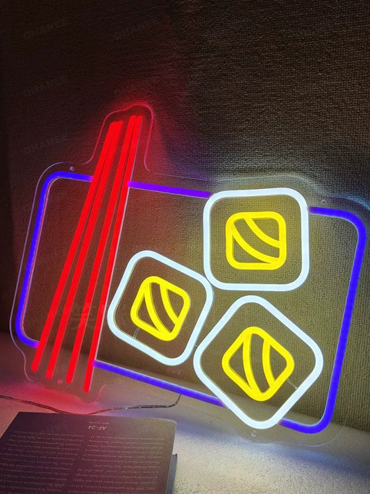 Sushi LED Neon Sign Red Blue Japanese Food Neon Light Wall Decor for Restaurant Cafe Kitchen