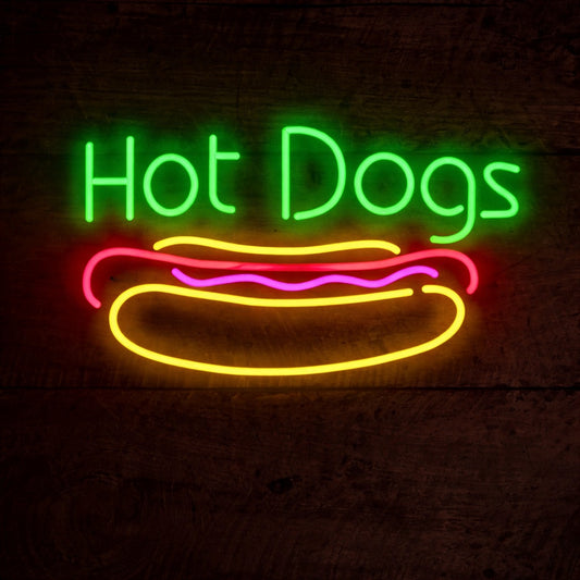 Hot Dogs LED Neon Sign for Fast Food Stand, Restaurant & Bar Wall Decor