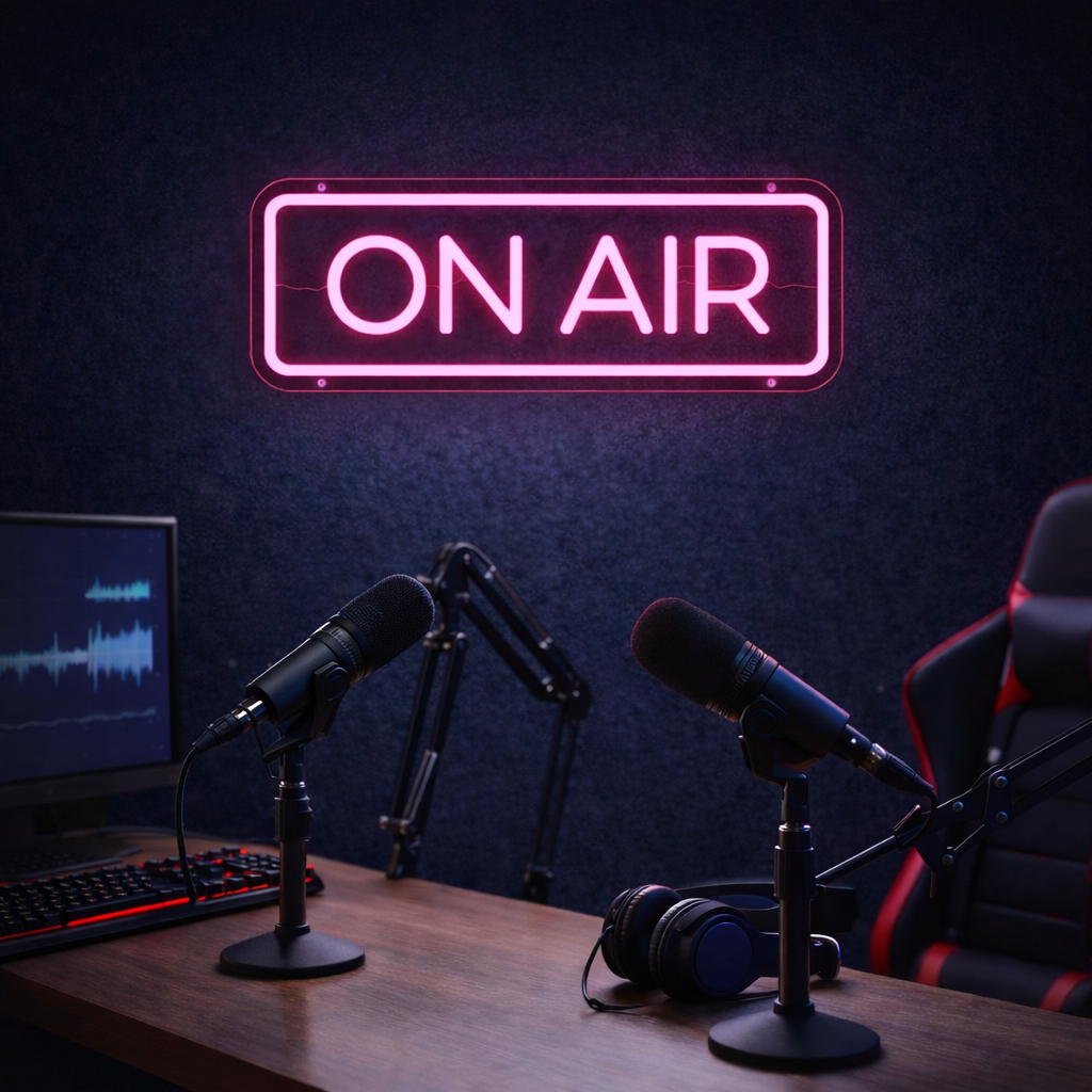 On Air LED Neon Sign Studio Neon Light for Podcast Streaming Room Wall Decor