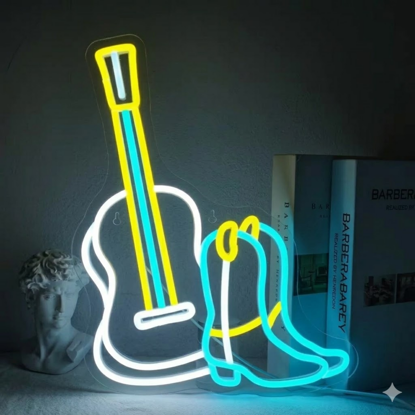 Guitar and Cowboy Boot LED Neon Sign Western Music Neon Light for Bar Room Decor