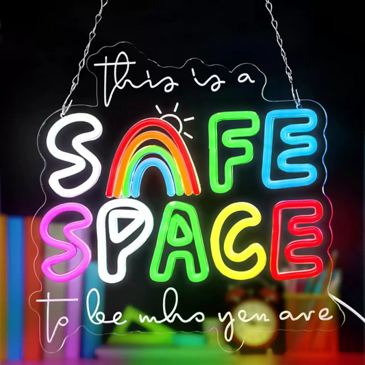 Personalized Classroom Safe Space Rainbow LED Neon Sign for Kids Room School Decor