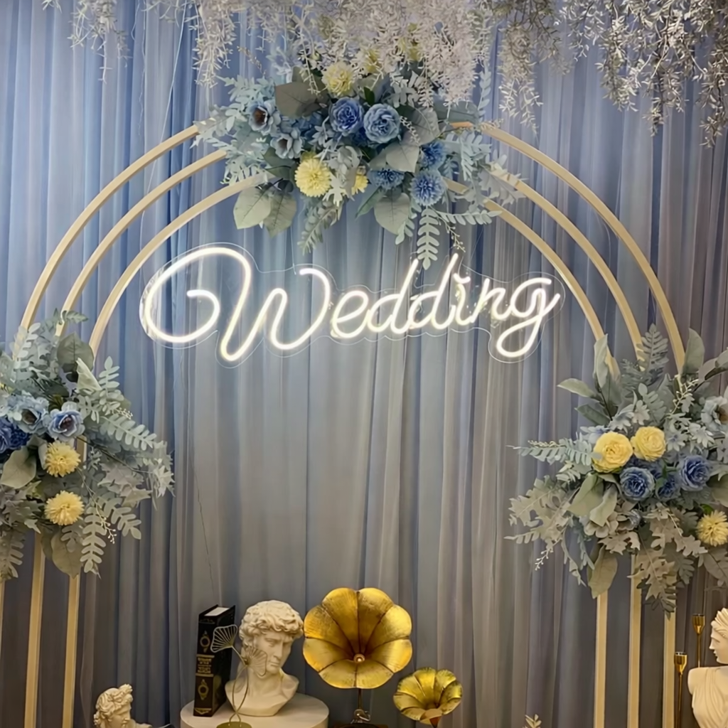 Wedding Script LED Neon Sign Elegant Warm White Neon Light for Wedding Backdrop Reception Decor